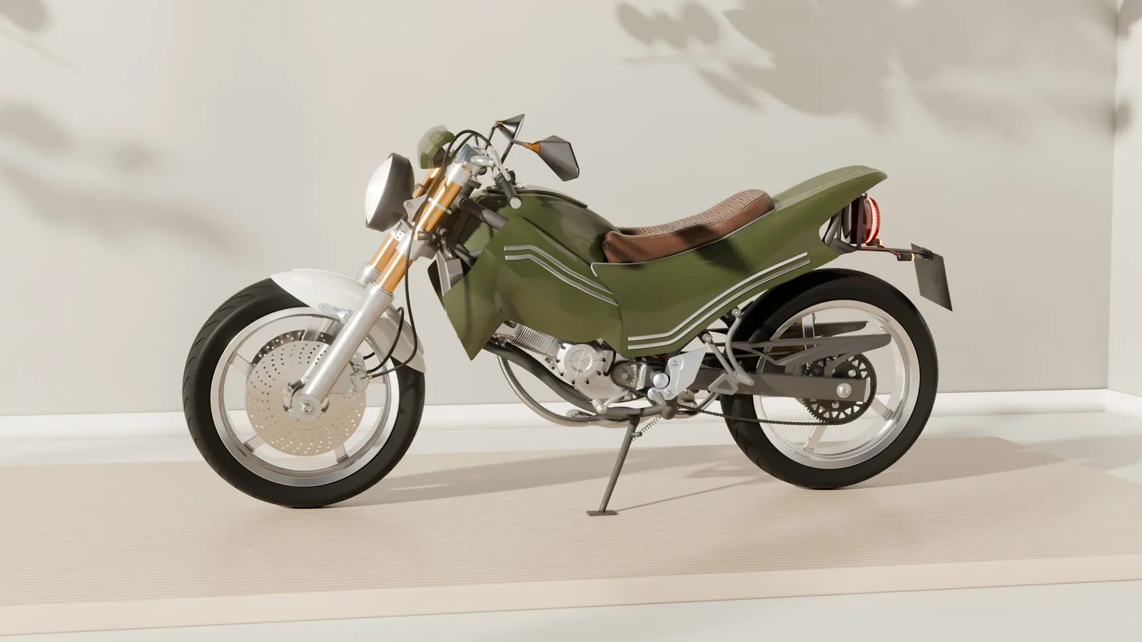The café racer in the Army Green finish.