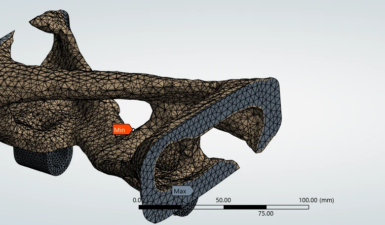 Topology optimisation result with the core of the crossmember removed.
